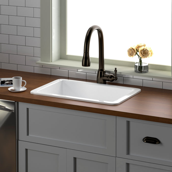 Barclay Orabella 27″ Drop-in/Undermount Fireclay Kitchen Sink KS27-WH
