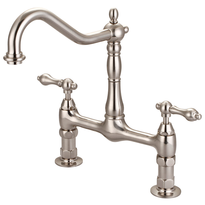BARCLAY Guthrie Kitchen Bridge Faucet with Metal Lever Handles KFB514-ML-BN