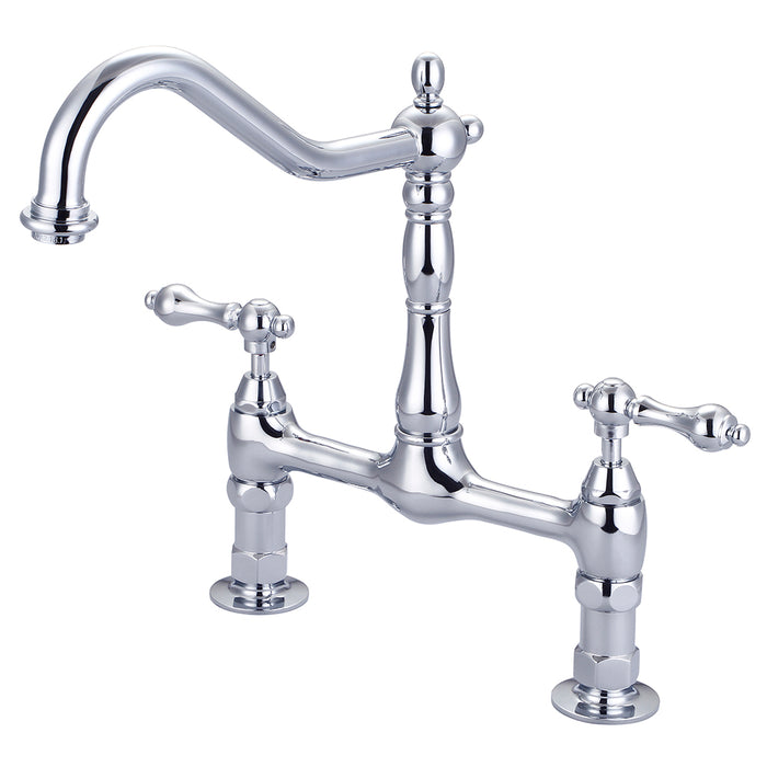 BARCLAY Guthrie Kitchen Bridge Faucet with Metal Lever Handles KFB514-ML-CP