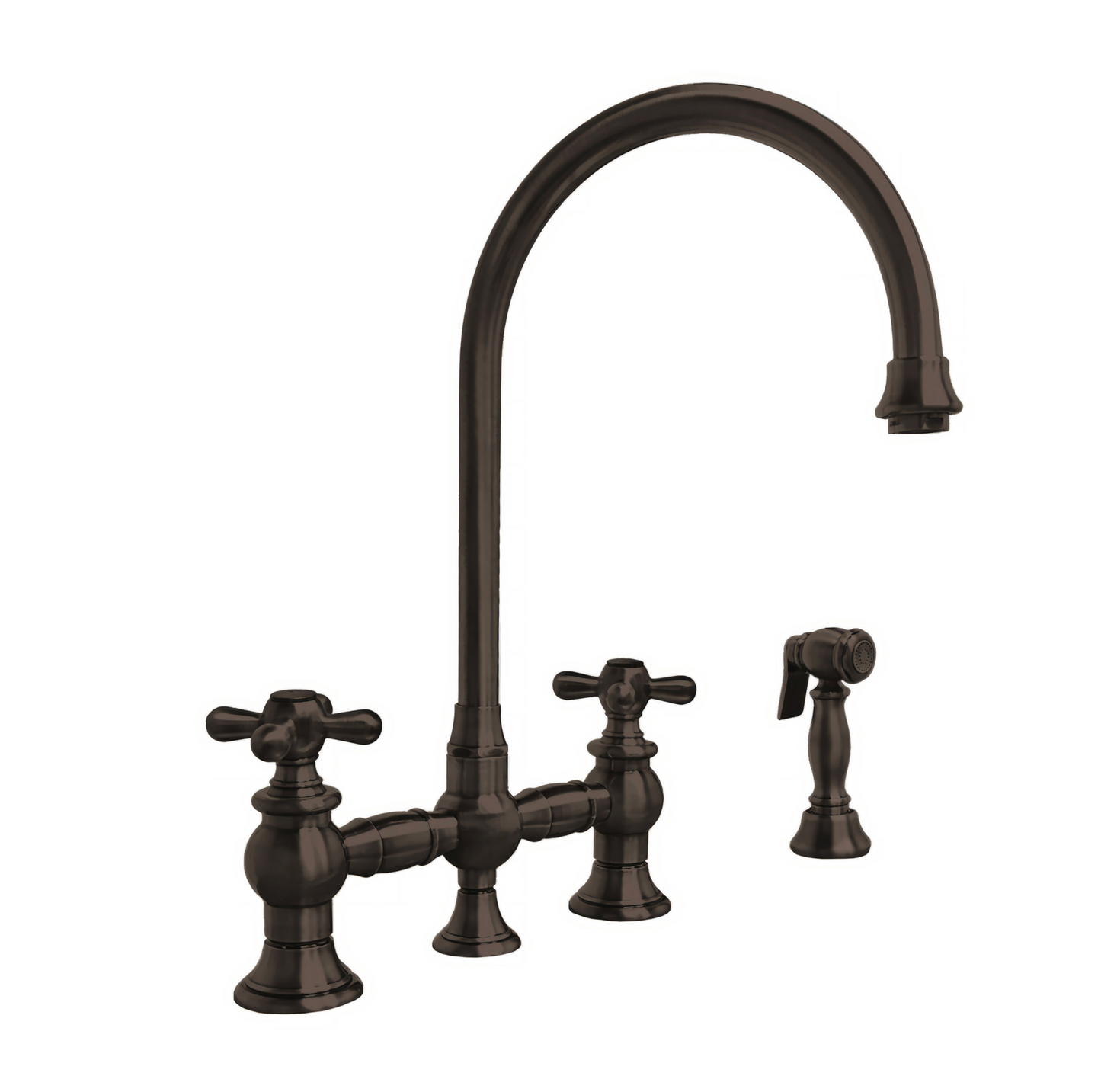 Whitehaus Bridge Faucet with Long Gooseneck Swivel Spout WHKBTCR3-9101-NT-ORB