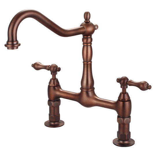 BARCLAY Guthrie Kitchen Bridge Faucet with Metal Lever Handles
