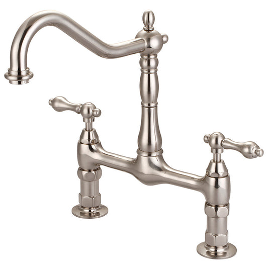 BARCLAY Guthrie Kitchen Bridge Faucet with Metal Lever Handles KFB514-ML-BN