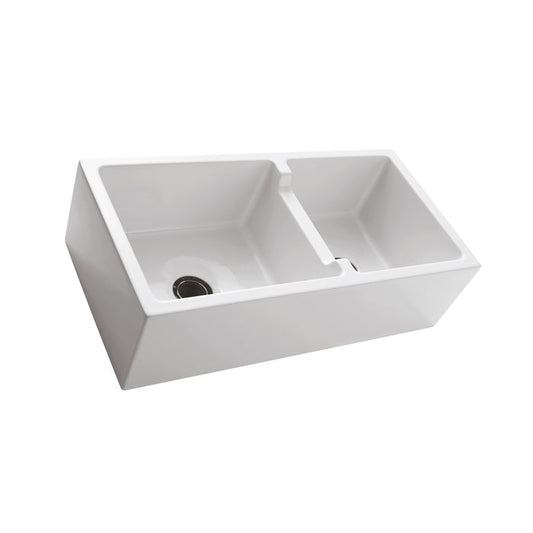 Barclay Maura 36" Double Bowl Apron-Front Sink&nbsp;FSDB1556-WH