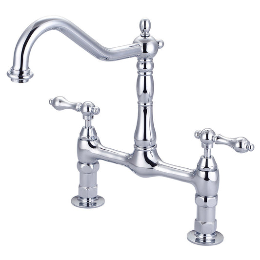 BARCLAY Guthrie Kitchen Bridge Faucet with Metal Lever Handles KFB514-ML-CP