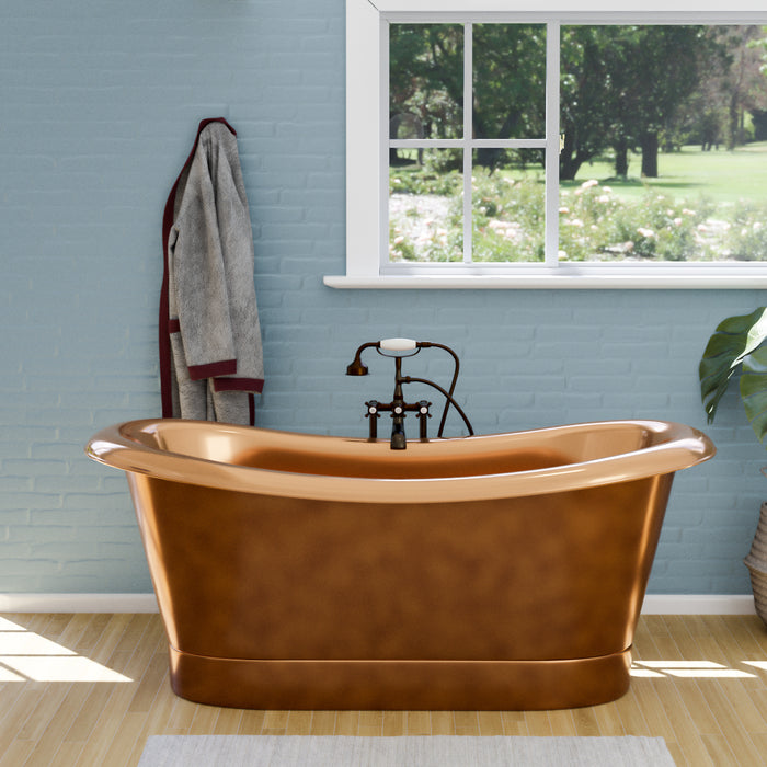 Barclay Chopin Copper Dbl Slipper Tub w/ Base COTDSN70B-SAP