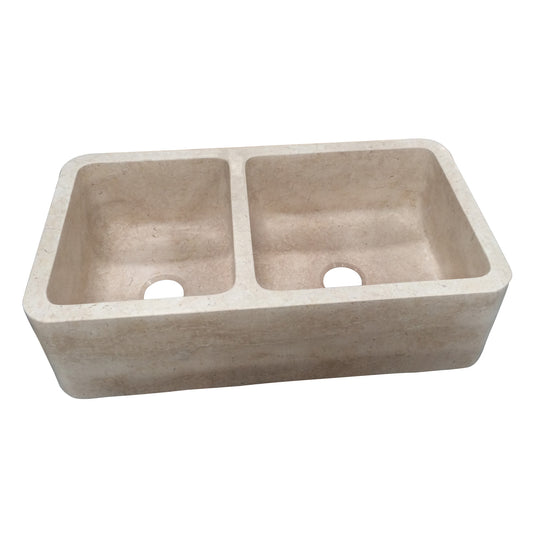 Barclay Dryden Double Bowl Marble Apron-Front Sink FSMD5566