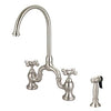Barclay Banner Kitchen Bridge Faucet with Metal Button Cross Handles