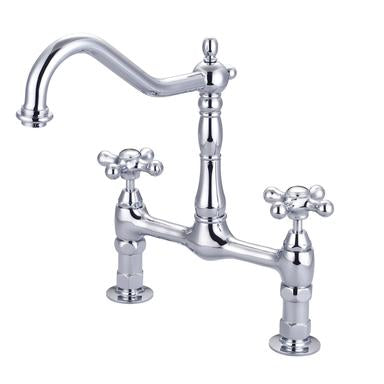 Barclay Guthrie Kitchen Bridge Faucet with Metal Cross Handles