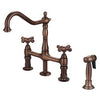 Barclay Emral Kitchen Bridge Faucet with Metal Button Cross Handles